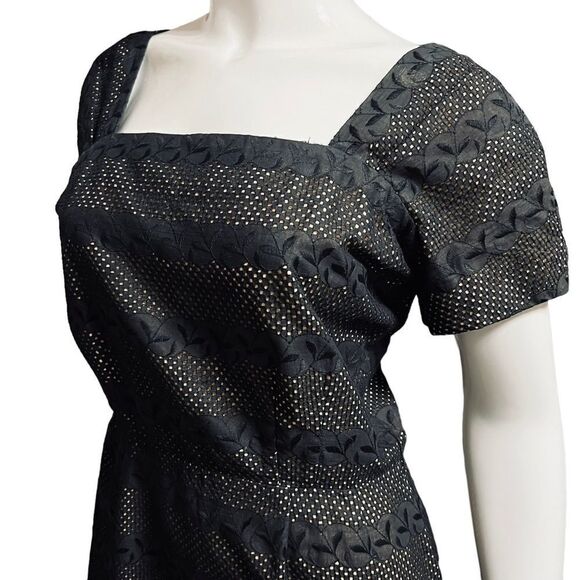 Y2K Black Vintage Dress Eyelets/Embroidered Leaves Midi/Maxi size Small - Picture 7 of 15